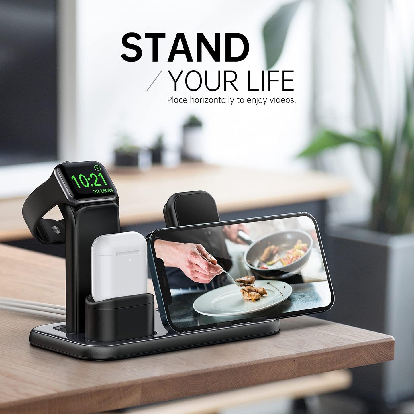 Upgraded 3 in 1 Charging Stand for Iwatch Series 7/6/5/4/3/2/1, Charging Station Dock Compatible with Airpods Pro/1/2 Iphone Series 13/12/11/Pro/X/Xs/Xr/8/7(Charger & Cables Required)