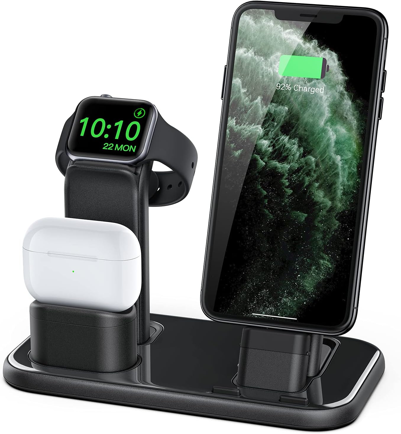 Upgraded 3 in 1 Charging Stand for Iwatch Series 7/6/5/4/3/2/1, Charging Station Dock Compatible with Airpods Pro/1/2 Iphone Series 13/12/11/Pro/X/Xs/Xr/8/7(Charger & Cables Required)