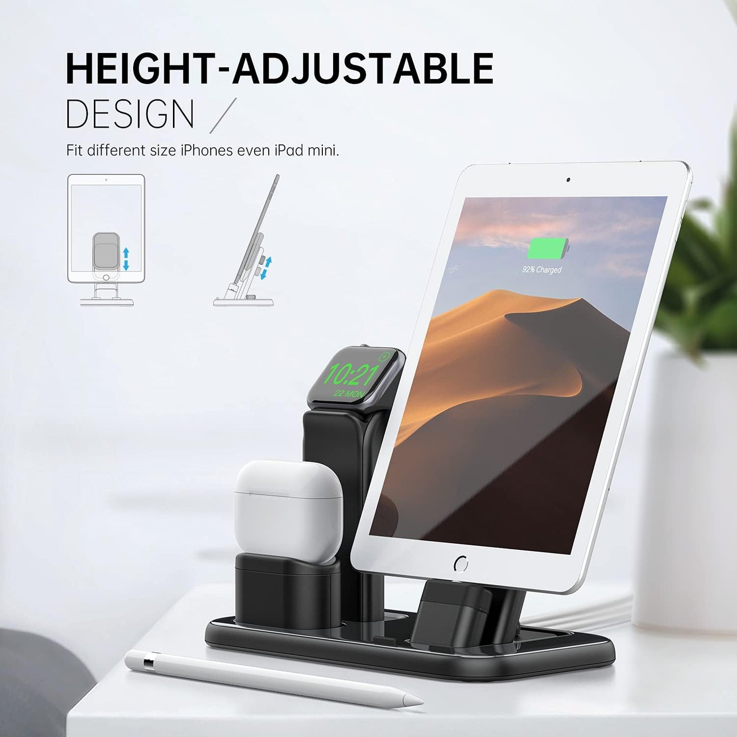 Upgraded 3 in 1 Charging Stand for Iwatch Series 7/6/5/4/3/2/1, Charging Station Dock Compatible with Airpods Pro/1/2 Iphone Series 13/12/11/Pro/X/Xs/Xr/8/7(Charger & Cables Required)